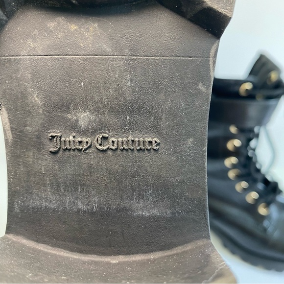 Juicy Couture Combat Boots Oodles Black Faux Leather Lace Up Grunge Y2K - Picture 8 of 9
